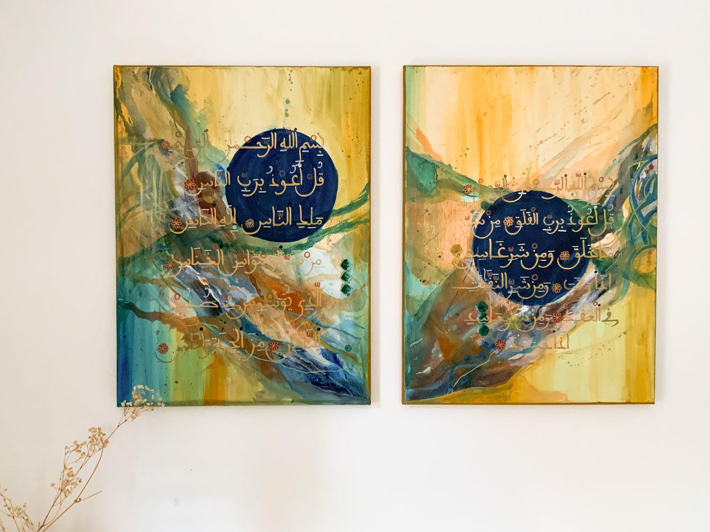Symbols of Resistance: "A search for Refuge" Diptych of 18 x 24 each
