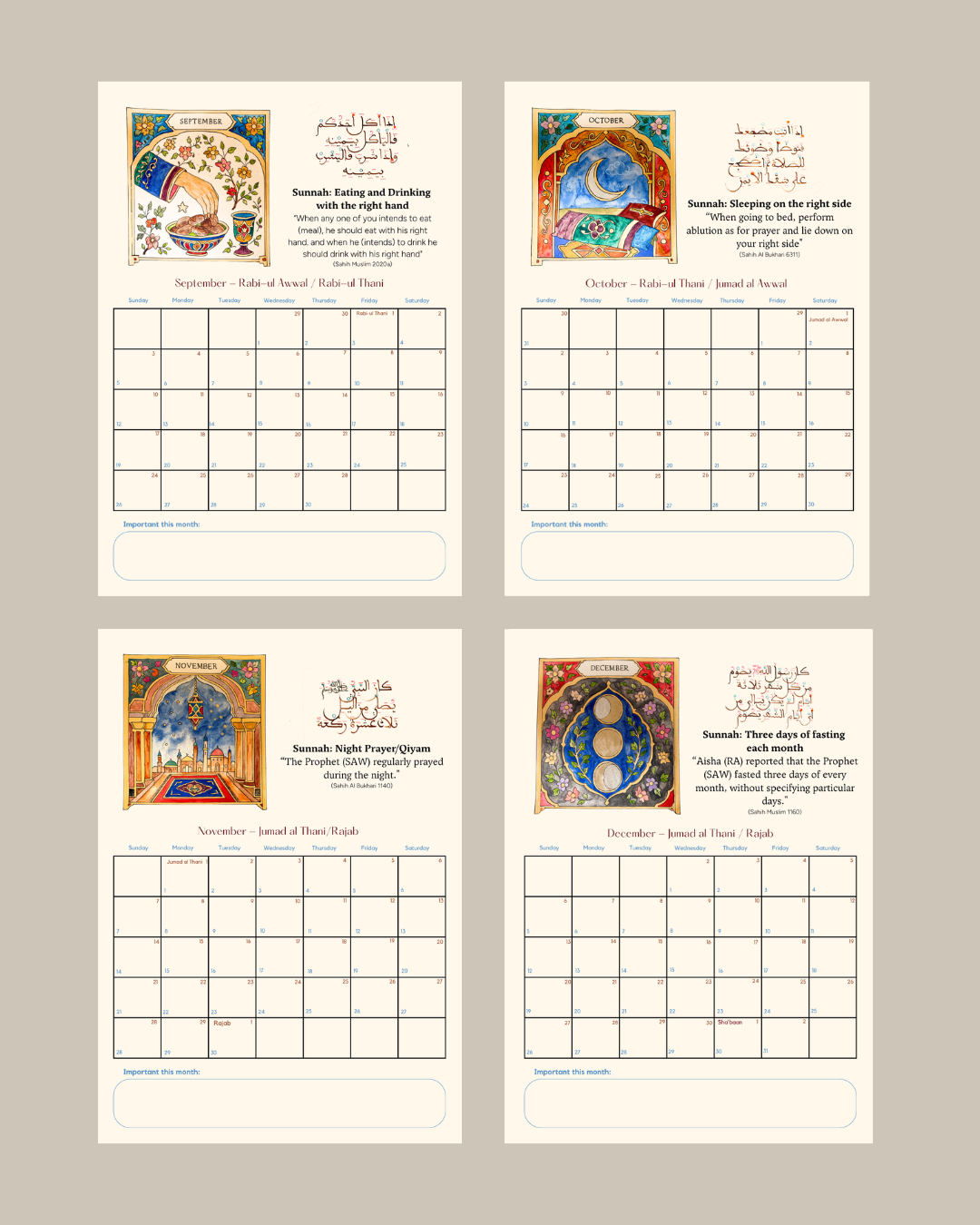 The Sunnah Garden 2027 Islamic Wall Calendar | Islamic Art & Hadith - Pre-order
