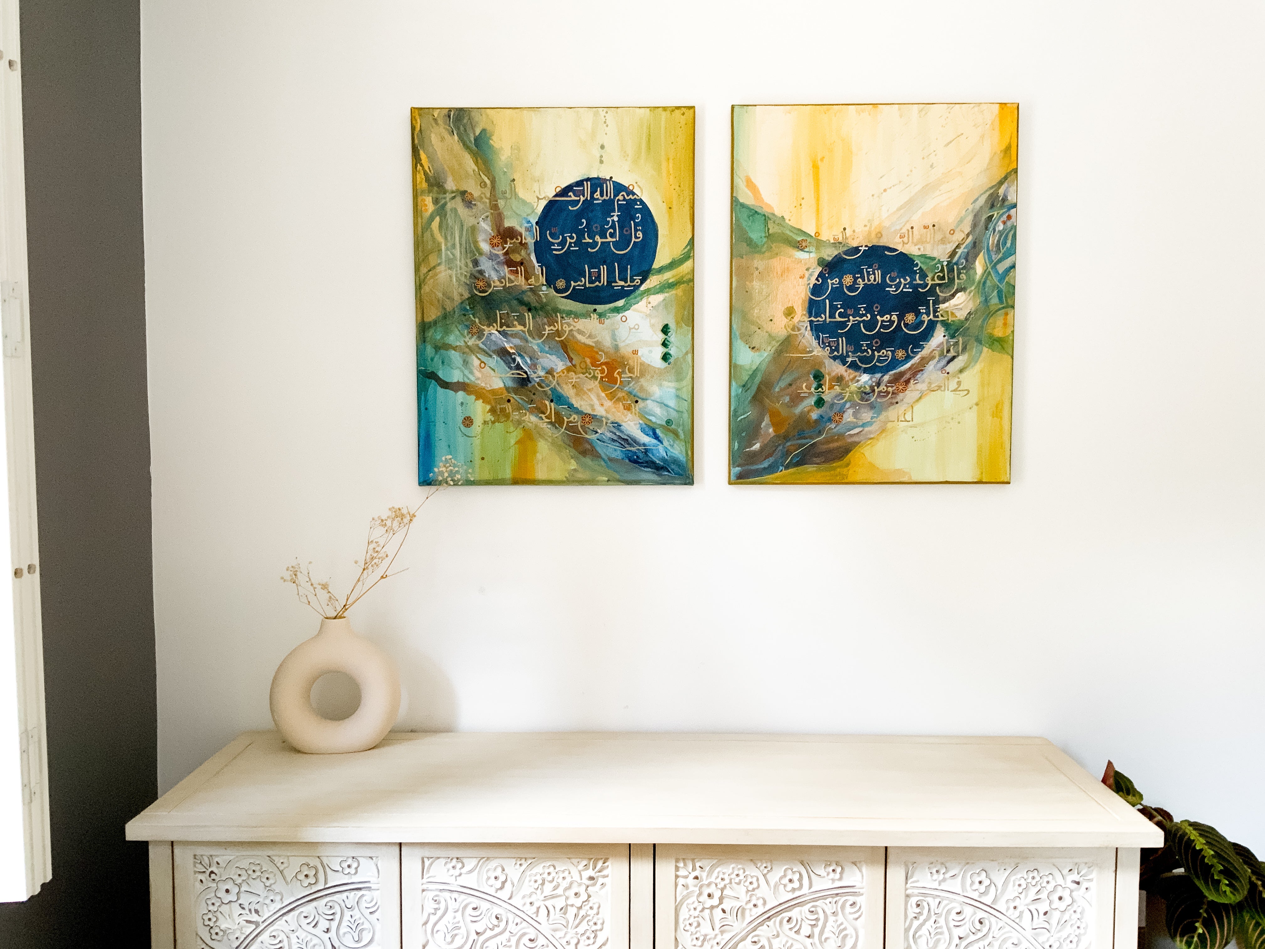 Symbols of Resistance: "A search for Refuge" Diptych of 18 x 24 each